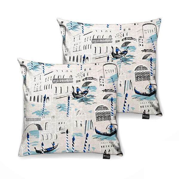 Kit 2 Capas Almofada Tecido Estampado Veneza D21