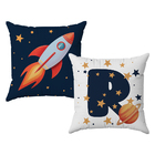 Kit 2 Capas Almofadas Astronauta Nome Personalizado 45x45 Id