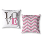 Kit 2 Capas Almofadas Sofá Estampadas Digital Chevron Rosa