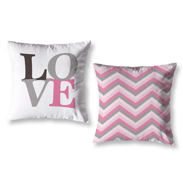 Kit 2 Capas Almofadas Sofá Estampadas Digital Chevron Rosa