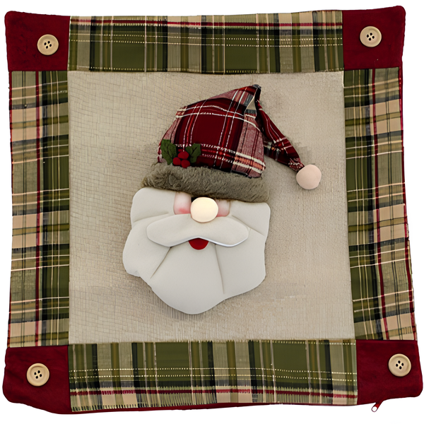 Kit 2 Capas De Almofada Decoração De Natal Papai Noel 23cm