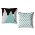 Kit 2 Capas De Almofada Decoração Estampada Geométrico Verde