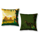 Kit 2 Capas De Almofada Decorativa 40x40 Colorida Dino Verde