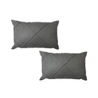 Kit 2 Capas De Almofada Veludo Drapeada Cinza Chumbo Retangul