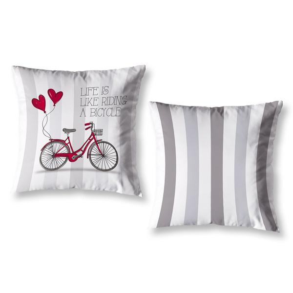 Kit 2 Capas De Almofadas Decorativa Sofá Vintage Bike Branco