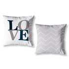 Kit 2 Capas De Almofadas Estampadas Decoração Chevron Azul