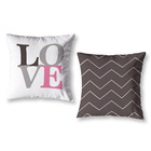 Kit 2 Capas De Almofadas Estampadas Decoração Chevron Rosa