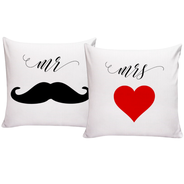 Kit 2 Capas De Almofadas Para Sofá 40x40 Mr E Mrs Branco