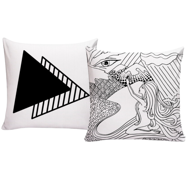 Kit 2 Capas De Almofadas Para Sofá 40x40 Triângulo Branco