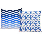 Kit 2 Capas De Almofadas Para Sofá Cheias 40x40 Azul Mar Bran