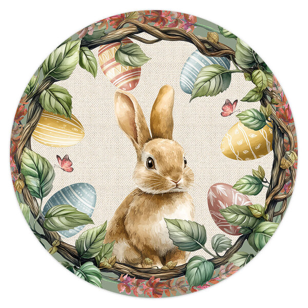 Kit 2 Capas P/ Sousplat Guirlanda Coelho E Ovos De Páscoa 35x
