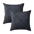 Kit 2 Capas Para Almofada Drapeada Em Veludo Quadrada Cinza C