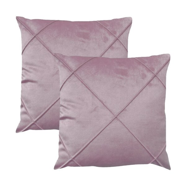 Kit 2 Capas Para Almofada Drapeada Em Veludo Quadrada Rosa Qu