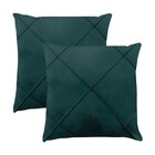 Kit 2 Capas Para Almofada Drapeada Em Veludo Quadrada Verde E