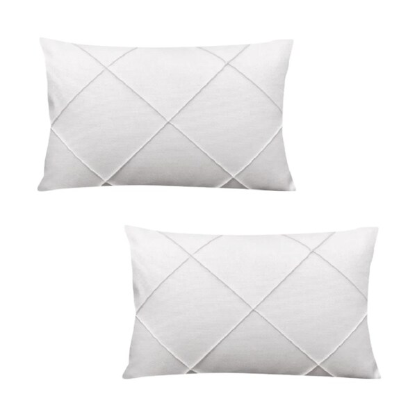 Kit 2 Capas Para Almofada Drapeada Em Veludo Retangular Branco