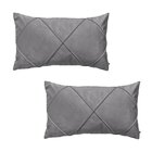 Kit 2 Capas Para Almofada Drapeada Em Veludo Retangular Cinza