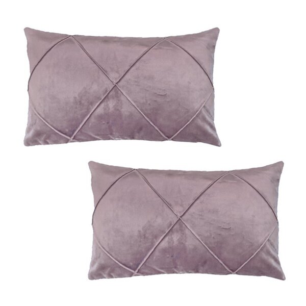 Kit 2 Capas Para Almofada Drapeada Em Veludo Retangular Rosa