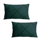 Kit 2 Capas Para Almofada Drapeada Em Veludo Retangular Verde