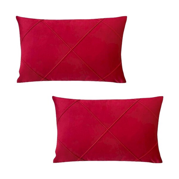 Kit 2 Capas Para Almofada Drapeada Em Veludo Retangular Verme