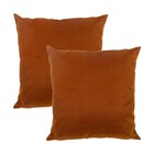 Kit 2 Capas Para Almofada Em Veludo Liso Quadrada Terracota