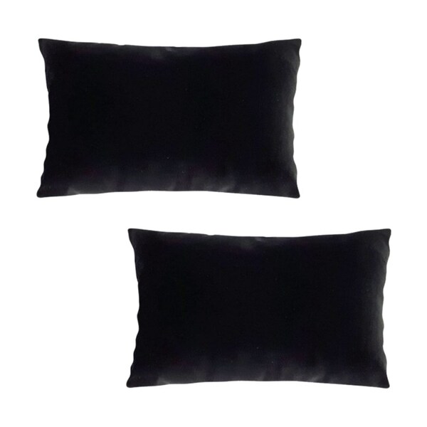 Kit 2 Capas Para Almofada Em Veludo Liso Retangular Preto