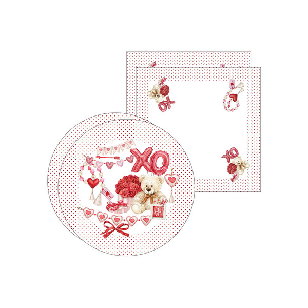 Kit 2 Capas Sousplat + 2 Guardanapos Urso Love