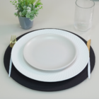 Kit 2 Capas Sousplat Oxford Liso Preto Com Base Mdf