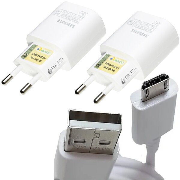 Kit 2 Carregadores Original Celular Samsung Micro Usb Branco