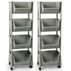 Kit 2 Carrinho Multiuso 4 Prateleiras Em Plástico Com Rodízio
