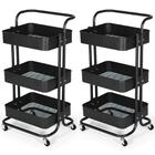 Kit 2 Carrinho Multiuso Organizador 3 Prateleiras Em Ferro -
