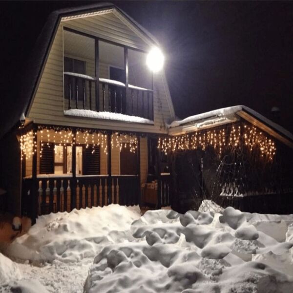 Kit 2 Cascata 400 Leds 10m 8 Funções Branco Quente Fio Branco