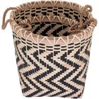 Kit 2 Cestos Organizadores Bambu Detalhado Preto Com Alça