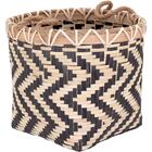 Kit 2 Cestos Organizadores Bambu Detalhado Preto Com Alça