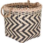 Kit 2 Cestos Organizadores Bambu Detalhado Preto Com Alça