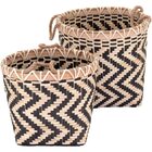 Kit 2 Cestos Organizadores Bambu Detalhado Preto Com Alça