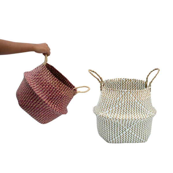 Kit 2 Cestos Organizadores Multiuso Decorativo Branco E Verme