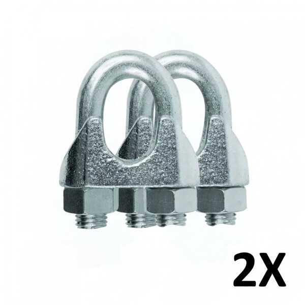 Kit 2 Clips Grampado Para Cabo De Aço 3mm 1/8''