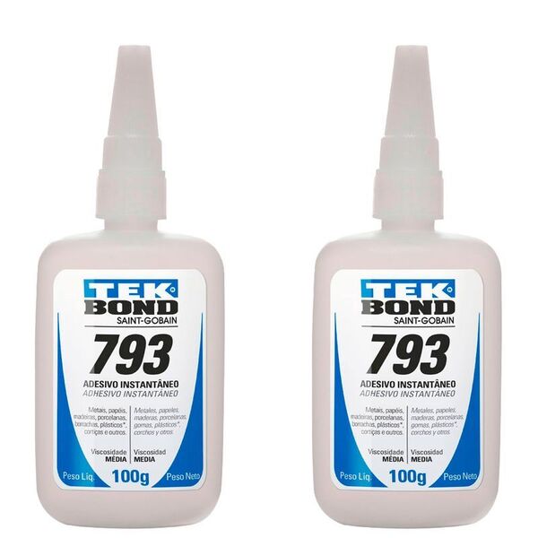Kit 2 Colas Instantânea Antientupimento 793 100g Tekbond