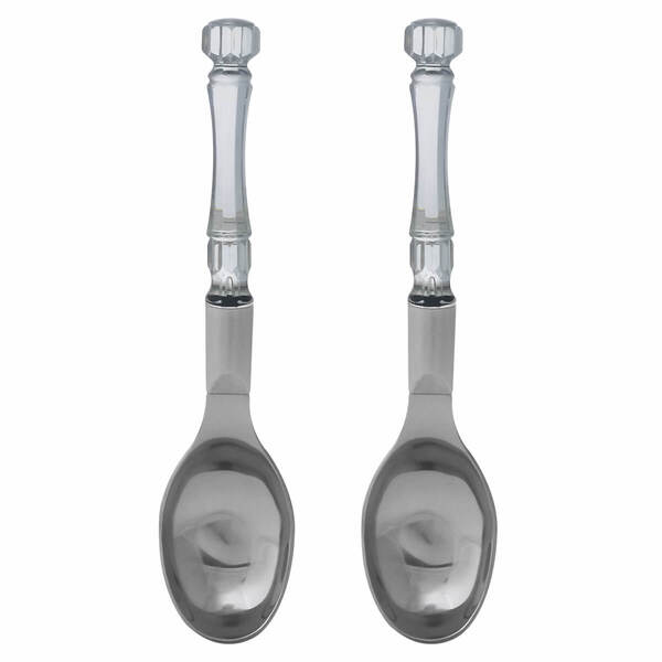 Kit 2 Colheres Sorvete Aço Inox Cabo Acrilíco Estilo Bambu