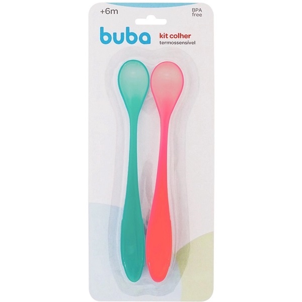 Kit 2 Colheres Termossensivel Muda Cor Bebe Buba 13789