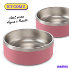 Kit 2 Comedouros Cachorro Pet Aço Inox 946ml Madog Rosa