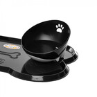 Kit 2 Comedouros Inclinados + Bandeja Formato Osso Pet Preto