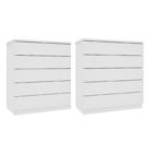 Kit 2 Cômodas 5 Gavetas Espresso Móveis Branco