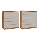 Kit 2 Cômodas 5 Gavetas Espresso Móveis Cinamomo/off White