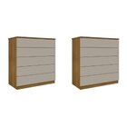 Kit 2 Cômodas 5 Gavetas Espresso Móveis Cinamomo/off White