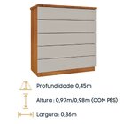 Kit 2 Cômodas 5 Gavetas Espresso Móveis Cinamomo/off White