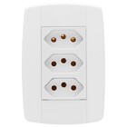 Kit 2 Conjunto 3 Tomadas Branca Monobloco 2p+t 10a 250v 4x2