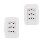 Kit 2 Conjunto 3 Tomadas Branca Monobloco 2p+t 10a 250v 4x2
