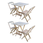 Kit 2 Conjuntos De Mesa Dobravel Com 2 Cadeiras De Madeira 70