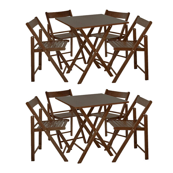 Kit 2 Conjuntos De Mesa Dobravel Com 4 Cadeiras De Madeira Cl